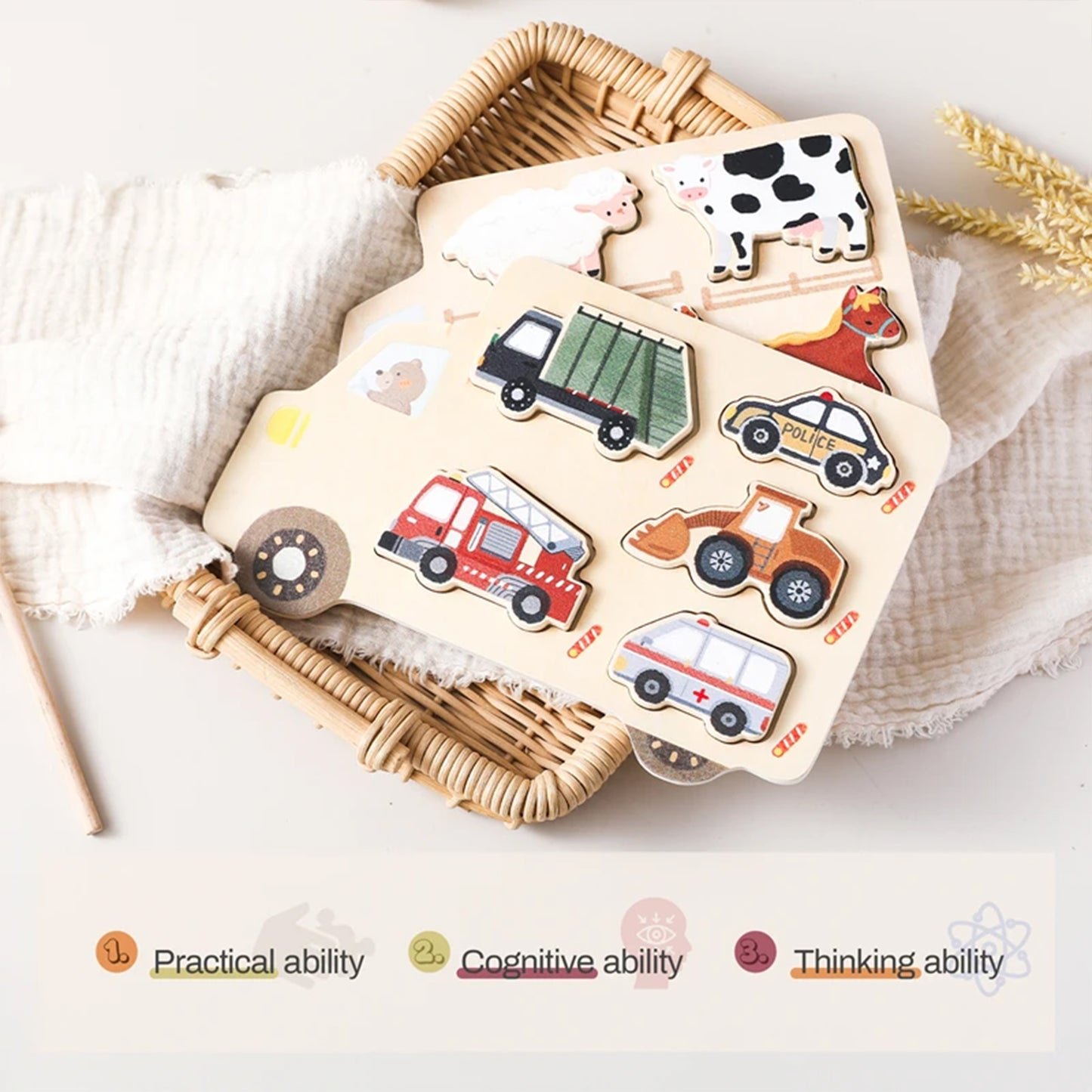 Jessruly® Wooden Vehicle Puzzle Set