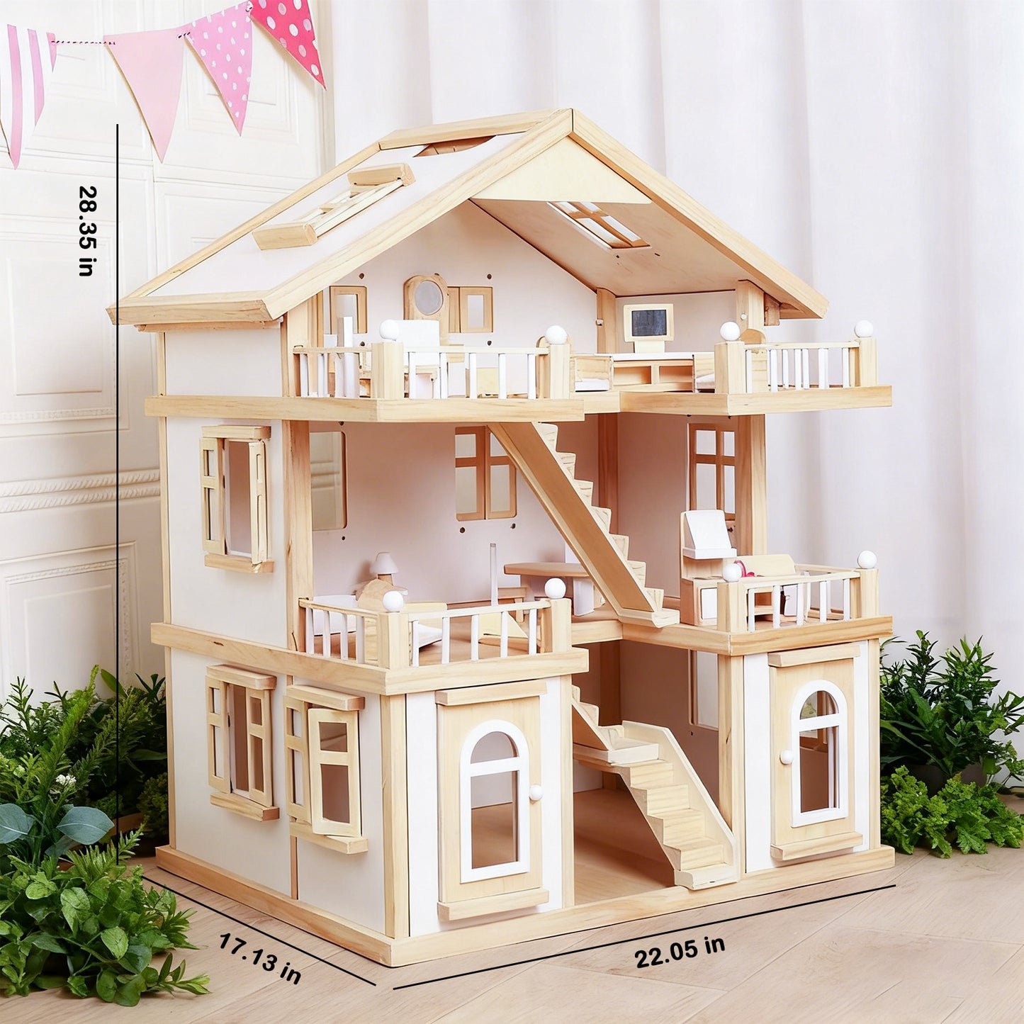 Jessruly® Wooden White Dollhouse