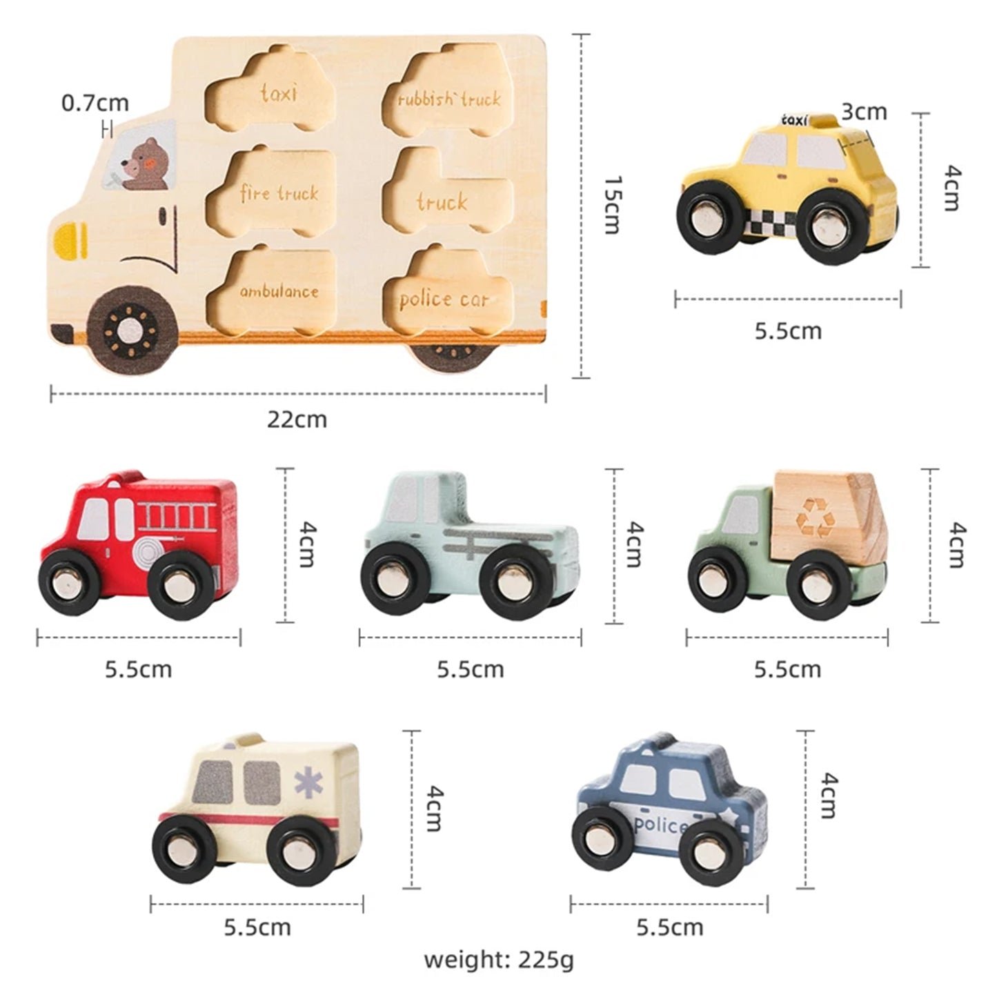 Jessruly® Wooden Vehicle Puzzle Set
