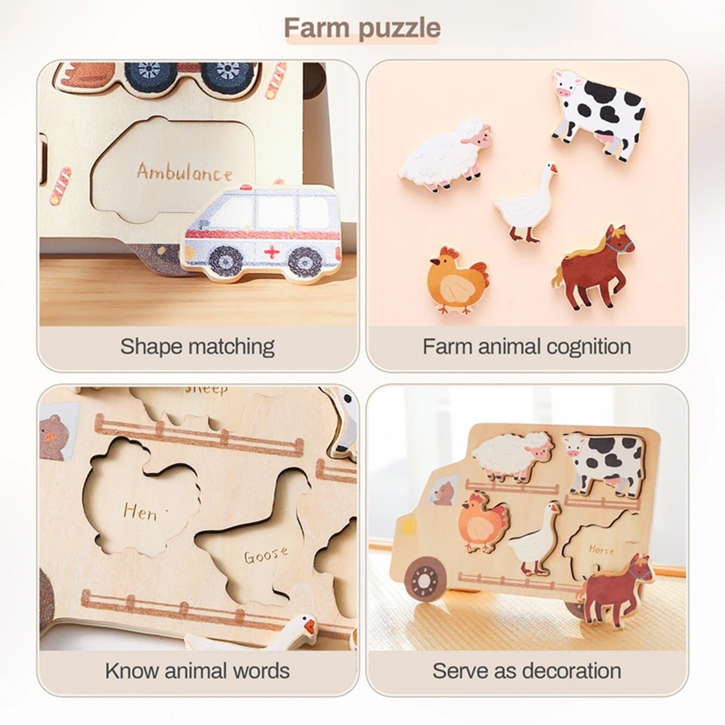 Jessruly® Wooden Vehicle Puzzle Set